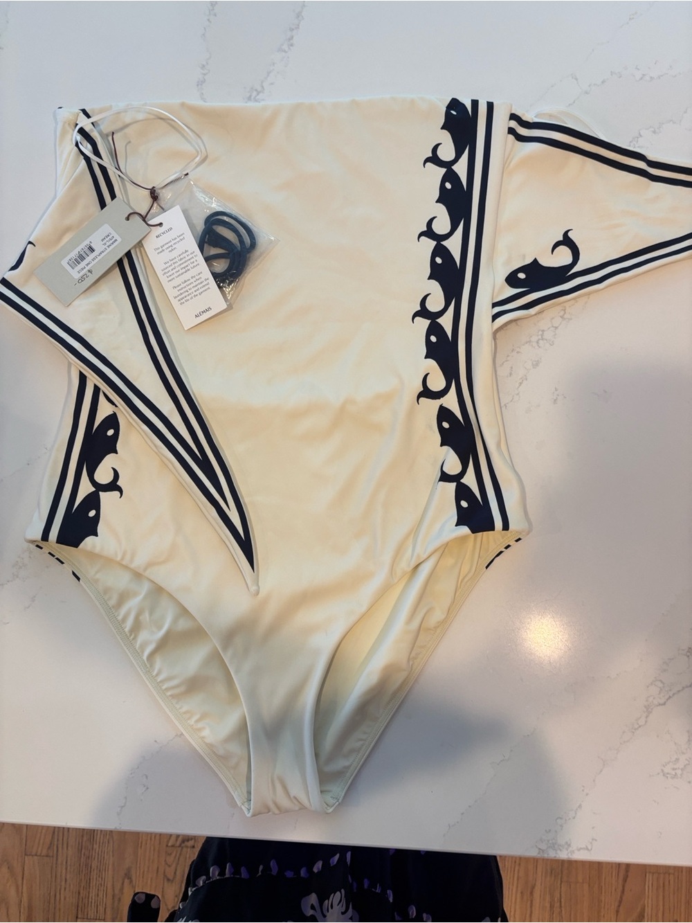 Alemais Cream One-Piece Swimsuit with Navy Trim